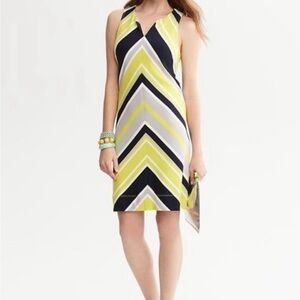 Banana Republic Yellow and Black Striped Dress